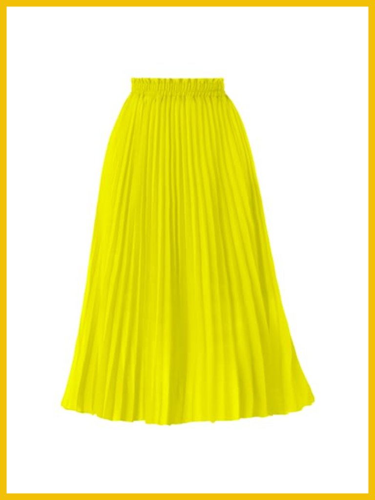 Women's Pleated A-Line High Waist Swing Flare Midi Skirt